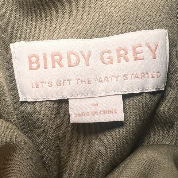 Birdy Grey Hannah Dress Size M Olive Green Chiffon Sage Empire Flutter Sleeves - Picture 10 of 15